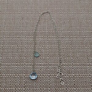 18 Inch Sterling Silver Faceted Blue Topaz Chain Necklace A2563